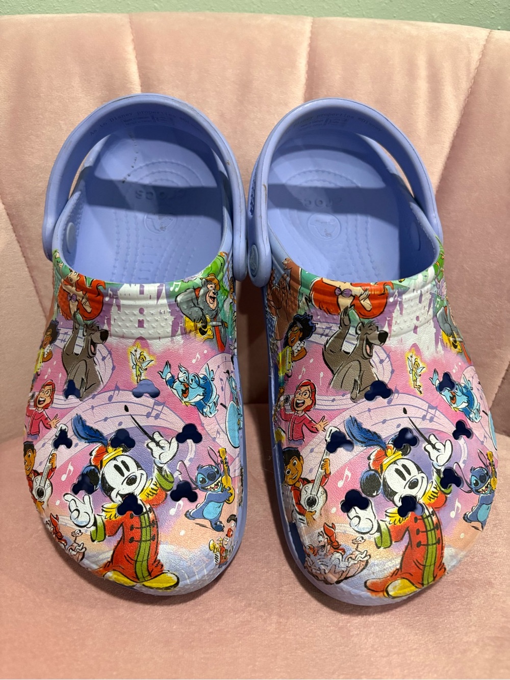CROCS Disney Characters Pink & Light Blue Clog Mules